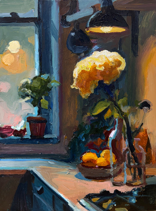 Kitchen With City Lights