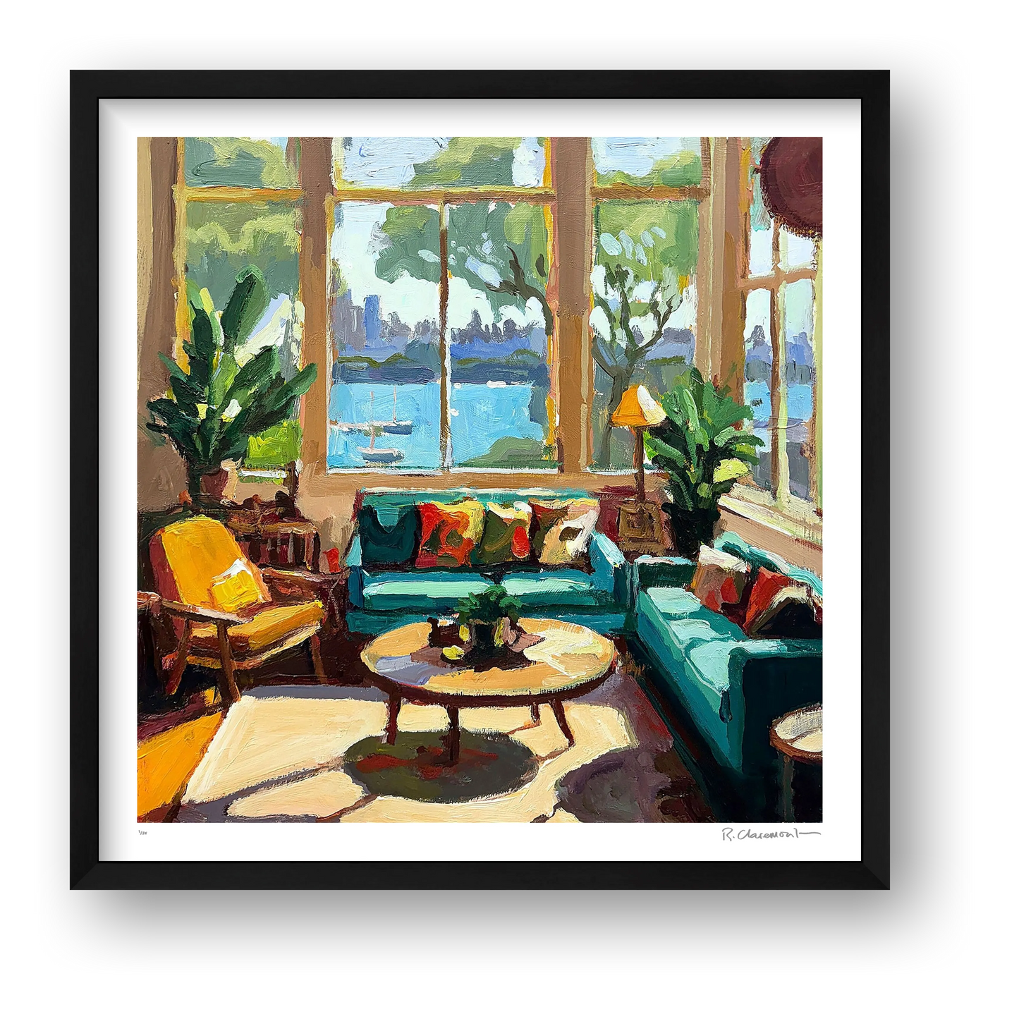 Harbour View With Green Couch — framed