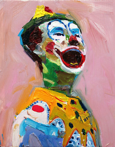 "Laughing Clown", oil on board, 22X30cm